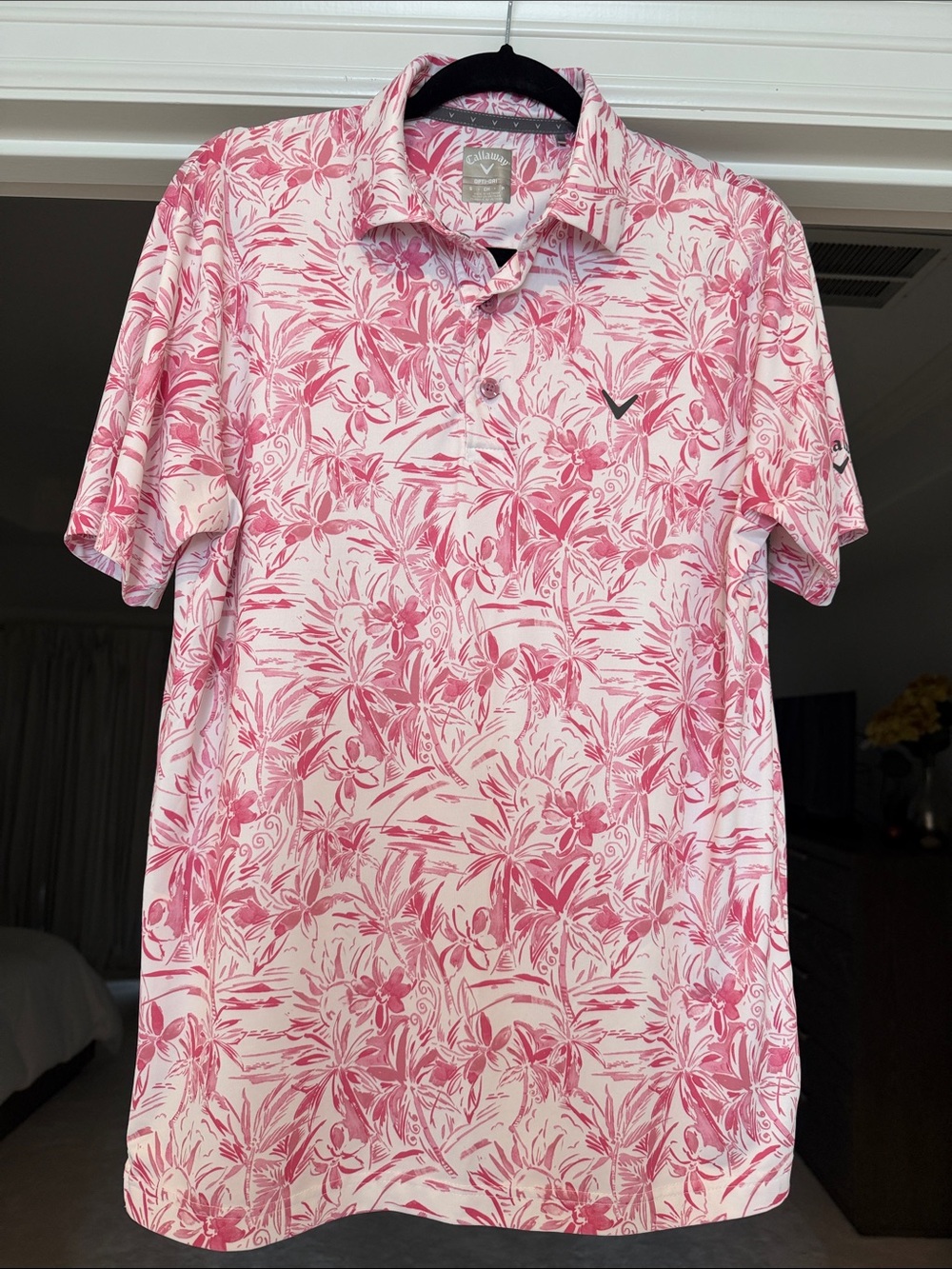 Callaway Men's Callaway Pink Floral Performance Golf Polo small